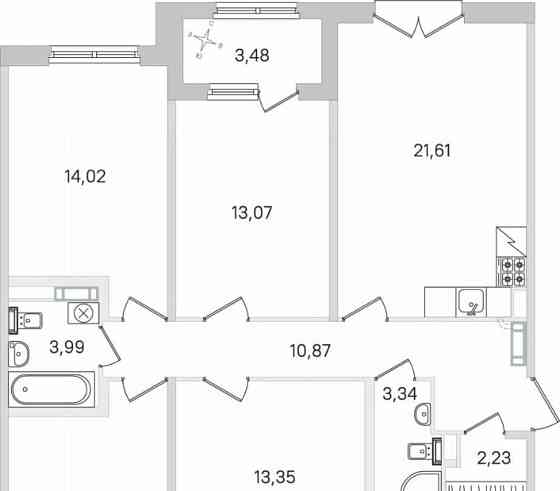 4-комн. квартира, 99.29 м2, 2/4 эт. Санкт-Петербург