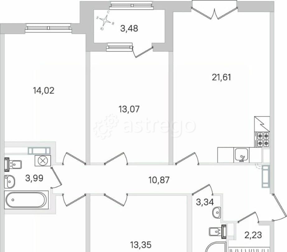 4-комн. квартира, 99.29 м2, 2/4 эт. Санкт-Петербург - изображение 1