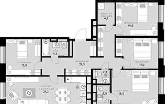4-комн. квартира, 121 м2, 7/7 эт. Москва