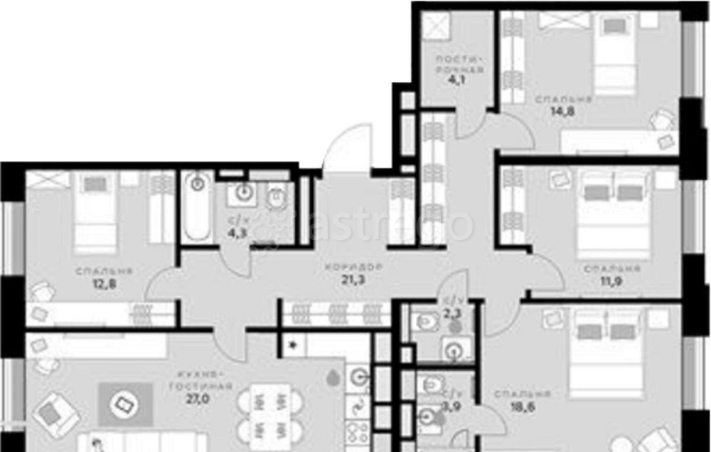 4-комн. квартира, 121 м2, 7/7 эт. Москва - изображение 1