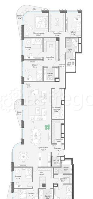 Многокомнатная квартира, 356 м2, 9/14 эт. Москва - изображение 2