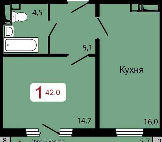 1-комн. квартира, 42 м2, 13/17 эт. Красноярск