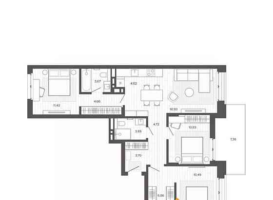 4-комн. квартира, 90.94 м2, 5/9 эт. Барнаул