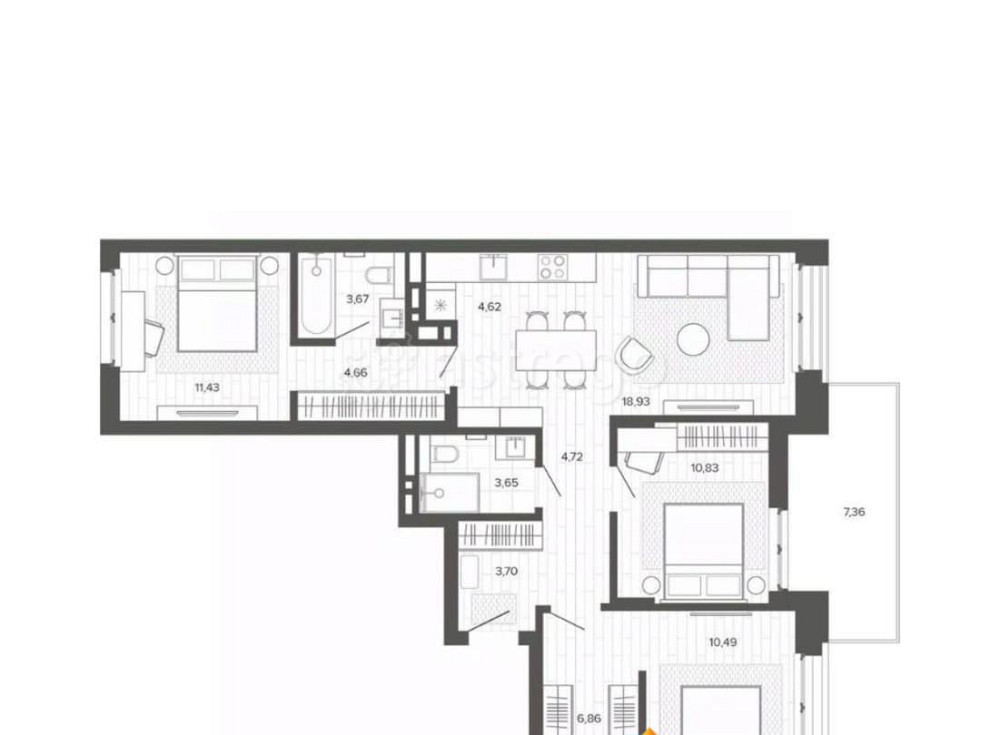 4-комн. квартира, 90.94 м2, 5/9 эт. Барнаул - изображение 1