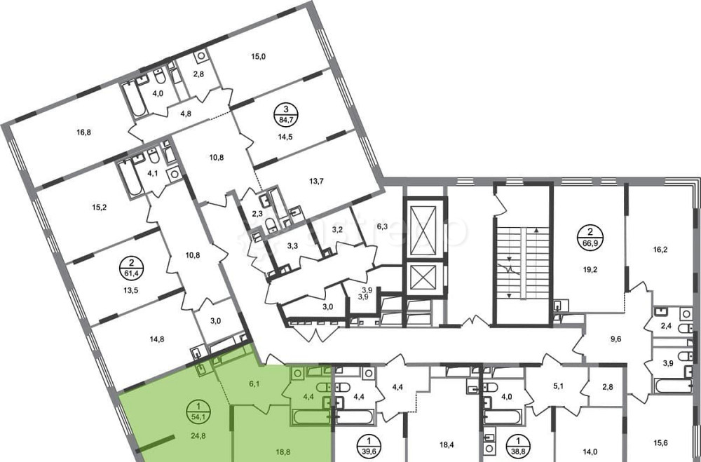 1-комн. квартира, 54 м2, 16/17 эт. Москва - изображение 3