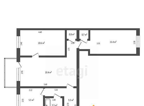3-комн. квартира, 54.9 м2, 5/5 эт. Коряжма
