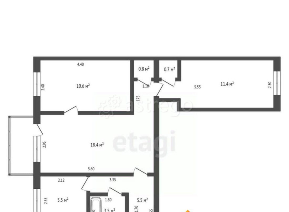 3-комн. квартира, 54.9 м2, 5/5 эт. Коряжма - изображение 3
