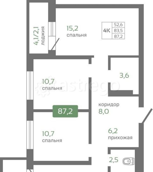 4-комн. квартира, 87.2 м2, 12/16 эт. Красноярск - изображение 1