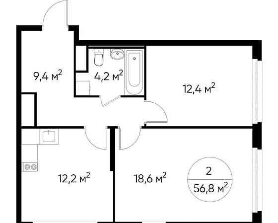 2-комн. квартира, 56 м2, 10/17 эт. Москва
