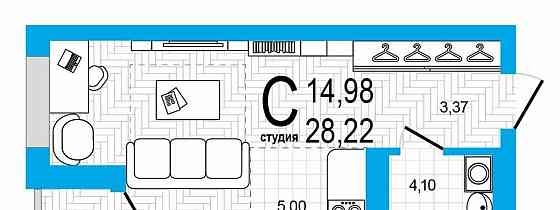 1-комн. квартира, 28.22 м2, 3/25 эт. Уфа