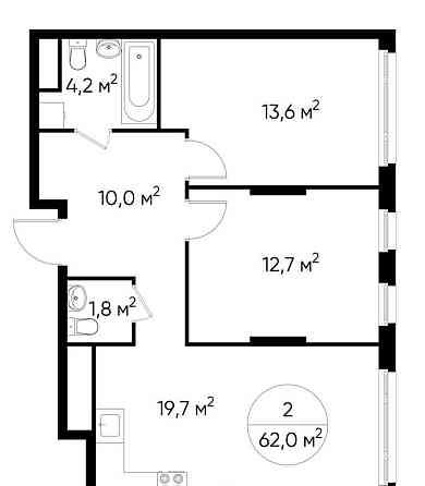 2-комн. квартира, 62 м2, 11/17 эт. Москва