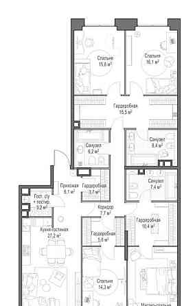 4-комн. квартира, 164.9 м2, 13/23 эт. Москва