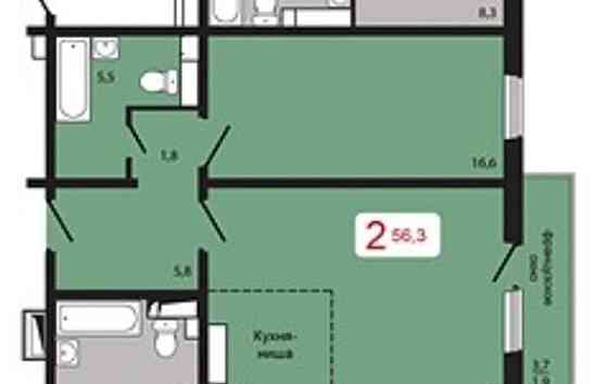 2-комн. квартира, 56.3 м2, 15/17 эт. Красноярск