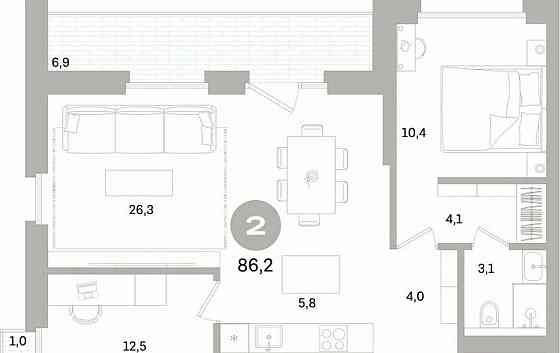 2-комн. квартира, 86.24 м2, 7/15 эт. Санкт-Петербург