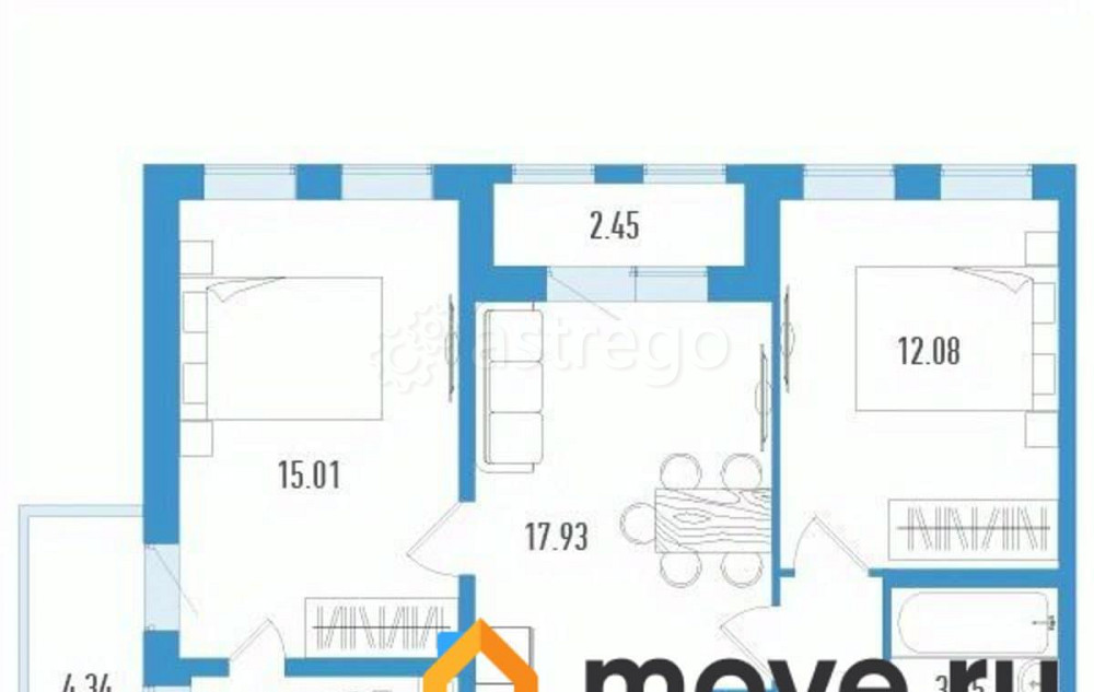 2-комн. квартира, 61.09 м2, 6/12 эт. Санкт-Петербург - изображение 2