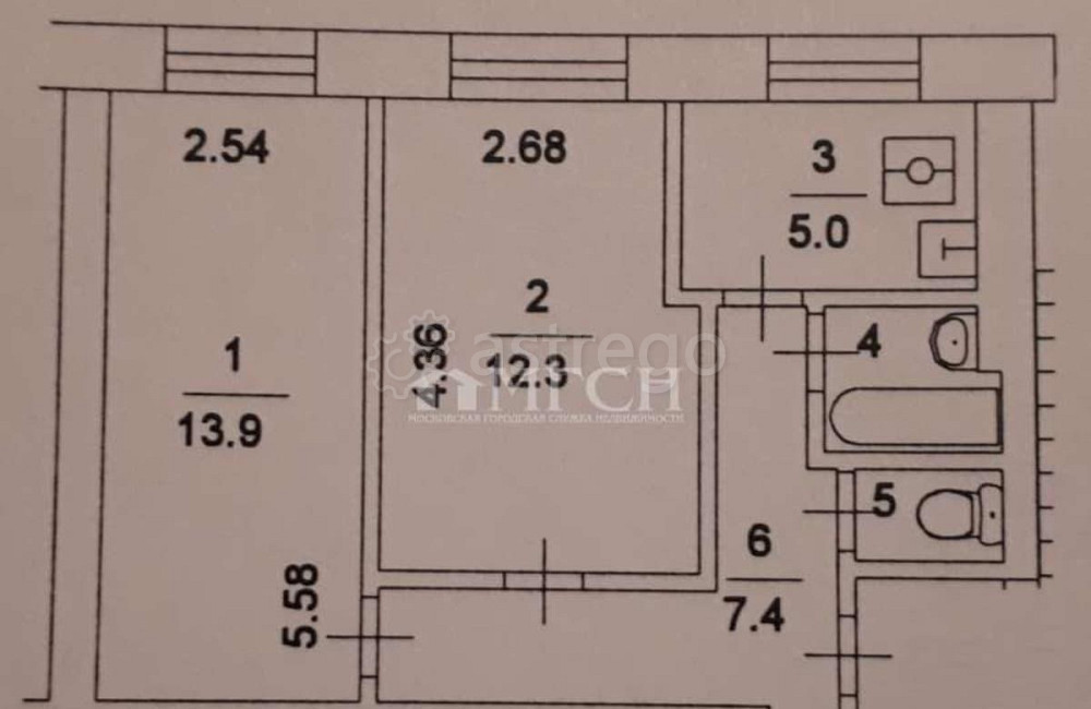 2-комн. квартира, 42 м2, 2/8 эт. Москва - изображение 3