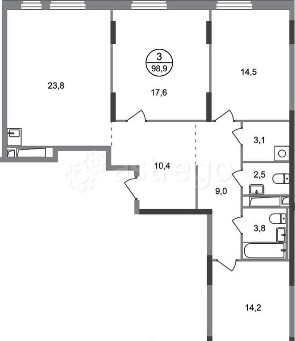 3-комн. квартира, 98 м2, 15/17 эт. Москва - изображение 1