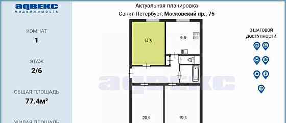 Комната, 14.5 м2, 2/6 эт. Санкт-Петербург
