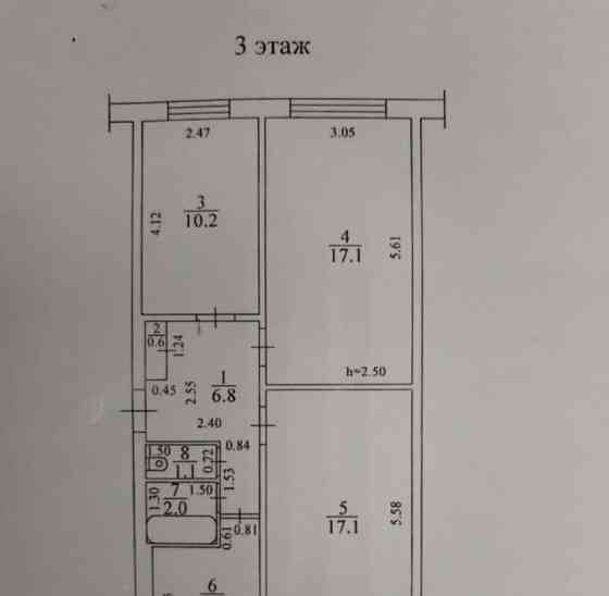 3-комн. квартира, 60.5 м2, 3/5 эт. Белокуриха