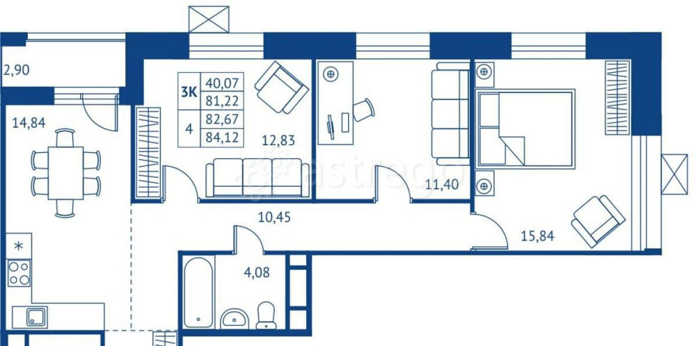 3-комн. квартира, 81.22 м2, 8/22 эт. Королев - изображение 1