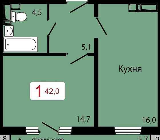 1-комн. квартира, 42 м2, 5/17 эт. Красноярск