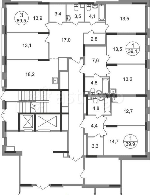 3-комн. квартира, 89 м2, 1/17 эт. Москва - изображение 5