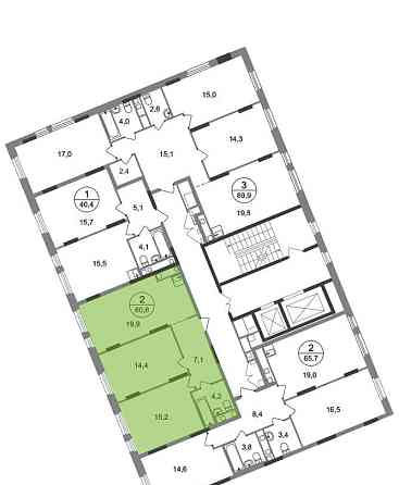 2-комн. квартира, 60 м2, 14/17 эт. Москва
