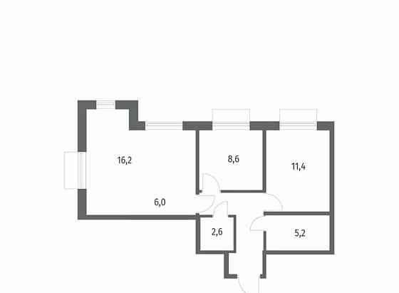 3-комн. квартира, 57.4 м2, 2/12 эт. Санкт-Петербург