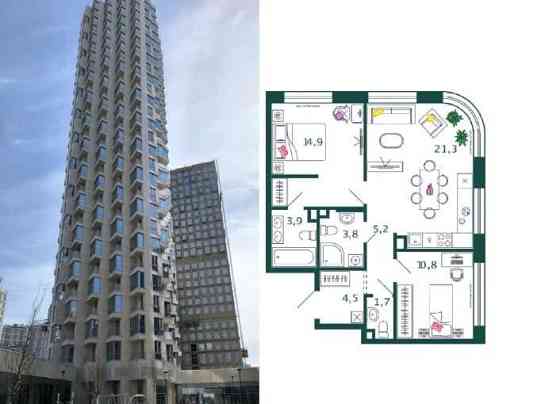2-комн. квартира, 66.1 м2, 2/17 эт. Москва