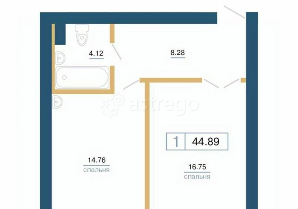 1-комн. квартира, 44.89 м2, 5/7 эт. Красноярск - изображение 1