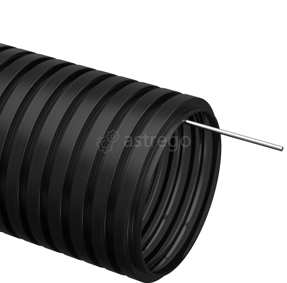 Труба гофрированная ПНД 16 мм с протяжкой черная 100м IEK ELASTA CTG20-16-K02-100-1 Екатеринбург - изображение 1