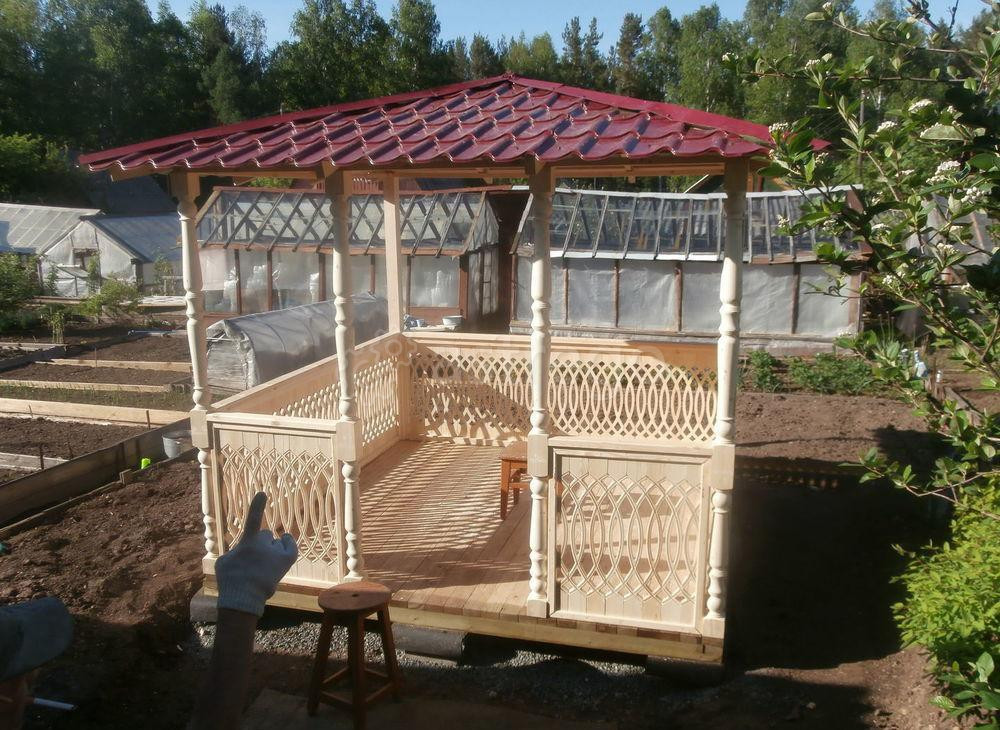 Беседки из балясин хвойных пород дерева 4 столба точеные,одна решетка Нижний Тагил - изображение 1