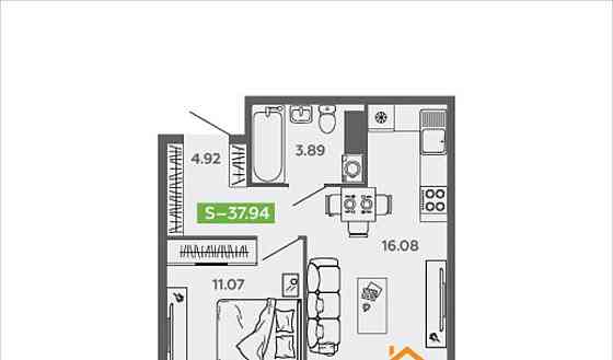 1-комн. квартира, 37.94 м2, 9/9 эт. Северодвинск