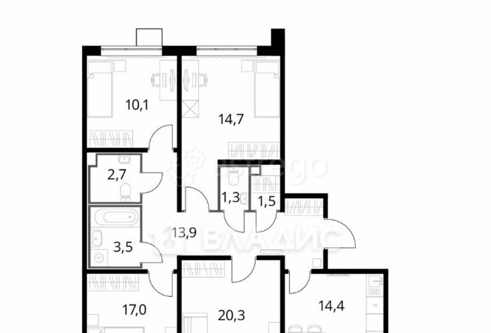 4-комн. квартира, 101 м2, 13/25 эт. Люберцы - изображение 5