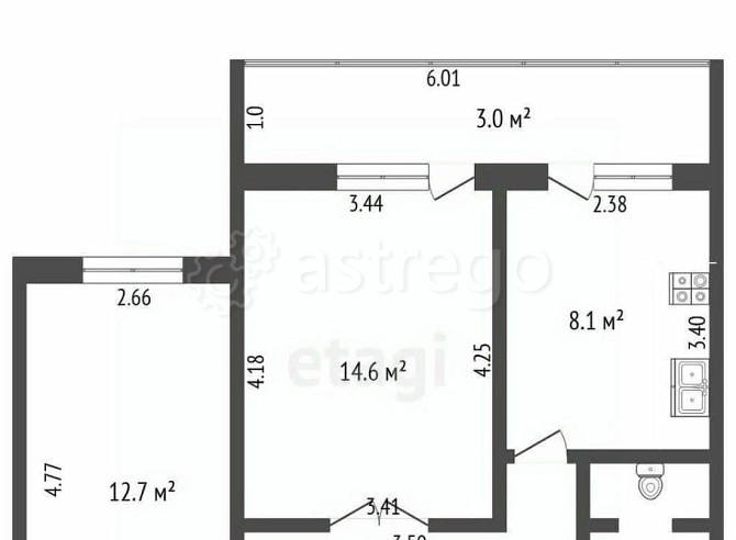 2-комн. квартира, 50.1 м2, 5/9 эт. Стерлитамак - изображение 1