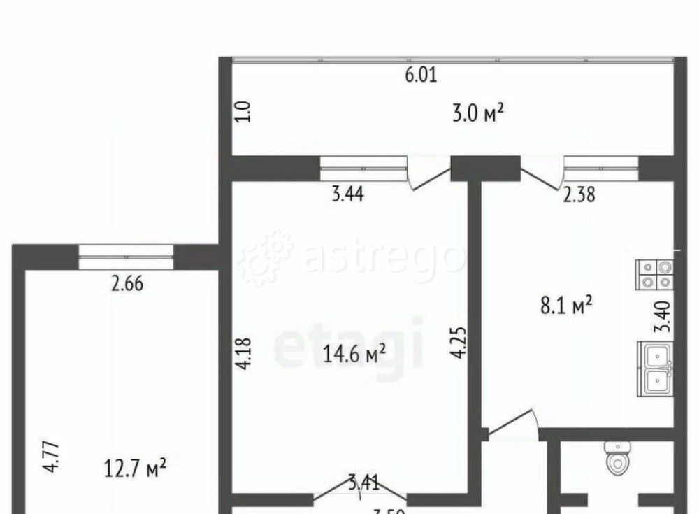 2-комн. квартира, 50.1 м2, 5/9 эт. Стерлитамак - изображение 1