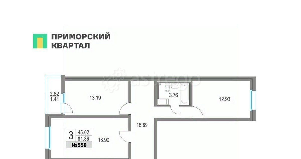 3-комн. квартира, 81.36 м2, 3/25 эт. Санкт-Петербург - изображение 1