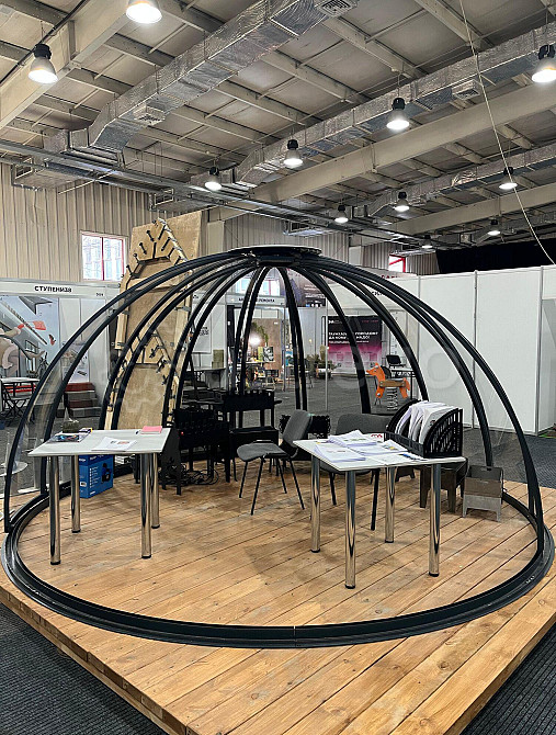 Купольная беседка из поликарбоната диаметр 4 м с открытием на 180° с мангальной группой Иркутск - изображение 1