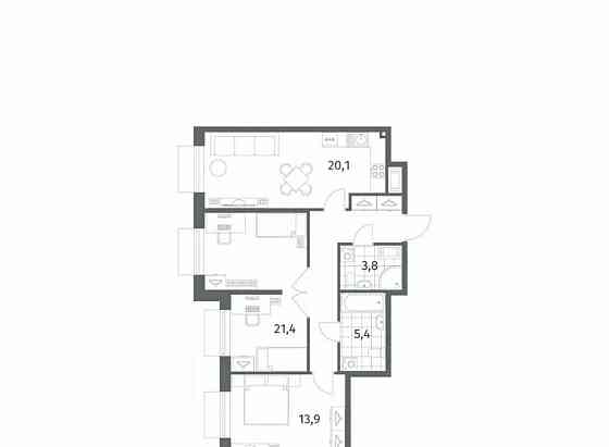 2-комн. квартира, 76 м2, 2/8 эт. Санкт-Петербург