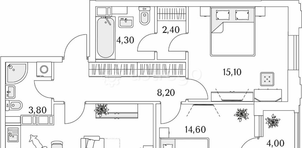 2-комн. квартира, 71.4 м2, 10/13 эт. Санкт-Петербург - изображение 1