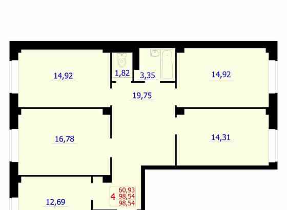 4-комн. квартира, 98.54 м2, 1/9 эт. Красноярск
