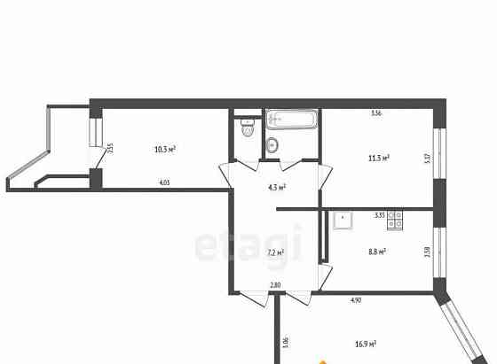 3-комн. квартира, 62.5 м2, 8/10 эт. Архангельск