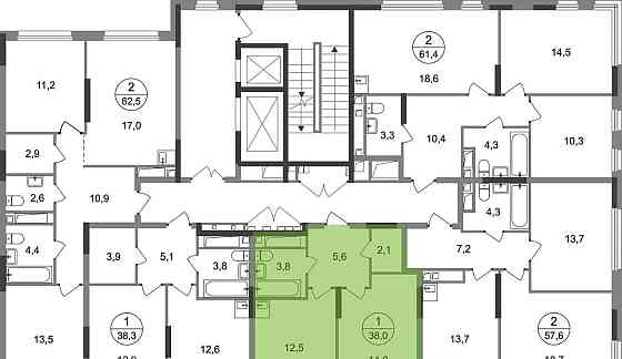 1-комн. квартира, 38 м2, 12/17 эт. Москва