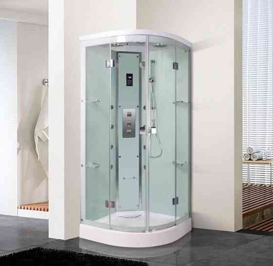 Кабина душевая 120х80х215 см Verner 1280S поддон низкий, стекло тонированное, стенка черная без элек Екатеринбург