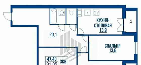 3-комн. квартира, 91.05 м2, 8/11 эт. Санкт-Петербург