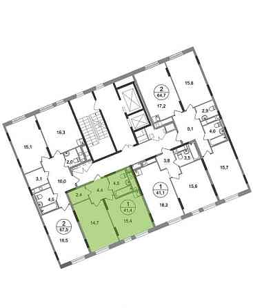 1-комн. квартира, 41 м2, 5/17 эт. Москва