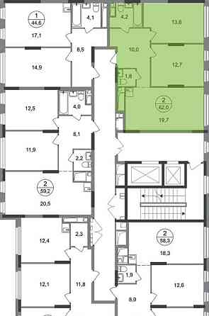 2-комн. квартира, 62 м2, 11/17 эт. Москва