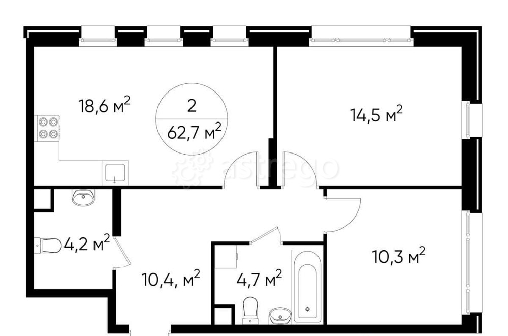 2-комн. квартира, 62 м2, 1/17 эт. Москва - изображение 1