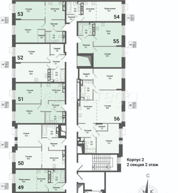 2-комн. квартира, 44.4 м2, 2/8 эт. Королев - изображение 1