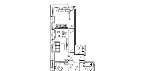 3-комн. квартира, 82.5 м2, 7/7 эт. Дубна